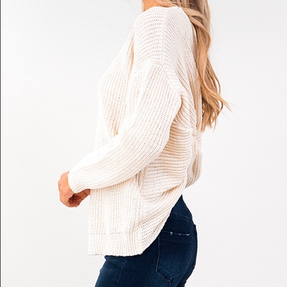 LAST ONE ~ Ivory/Beige Twisted Knot Sweater - Picture 6 of 6
